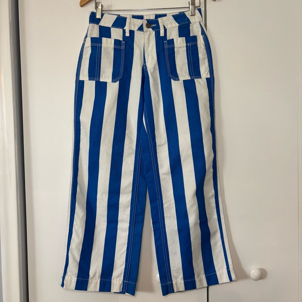 BDG Urban Outfitters Women’s Joey Straight Leg Jeans Size 24 Blue White Stripe - Picture 2 of 12